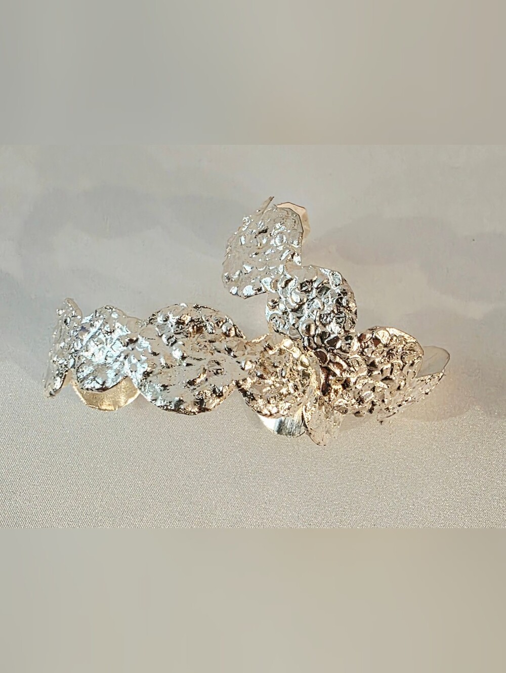 Handmade Hammered Solid Sterling Silver Cuff Bracelet Adjustable Small New